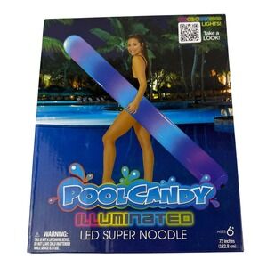 PoolCandy Illuminated LED Super Noodle 6 feet Blue Purple Glow Pool Float Toy